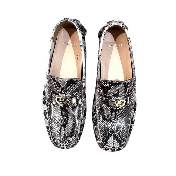 Cole Haan Shoes - Cole Haan Shelby Loafer Shoes Womens 7.5B Gray Snake Print Leather Flats Slip On
